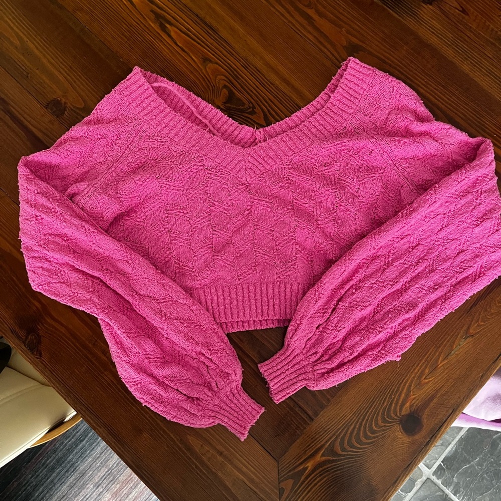 Altar'd State Pink Off-the-Shoulder Sweater